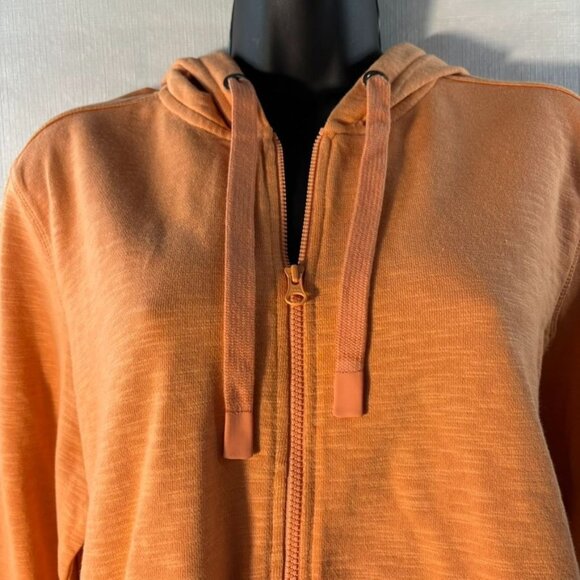 Orvis Womens Orange Full-Zip Lightweight Hoodie, Side Pockets - Picture 2 of 10